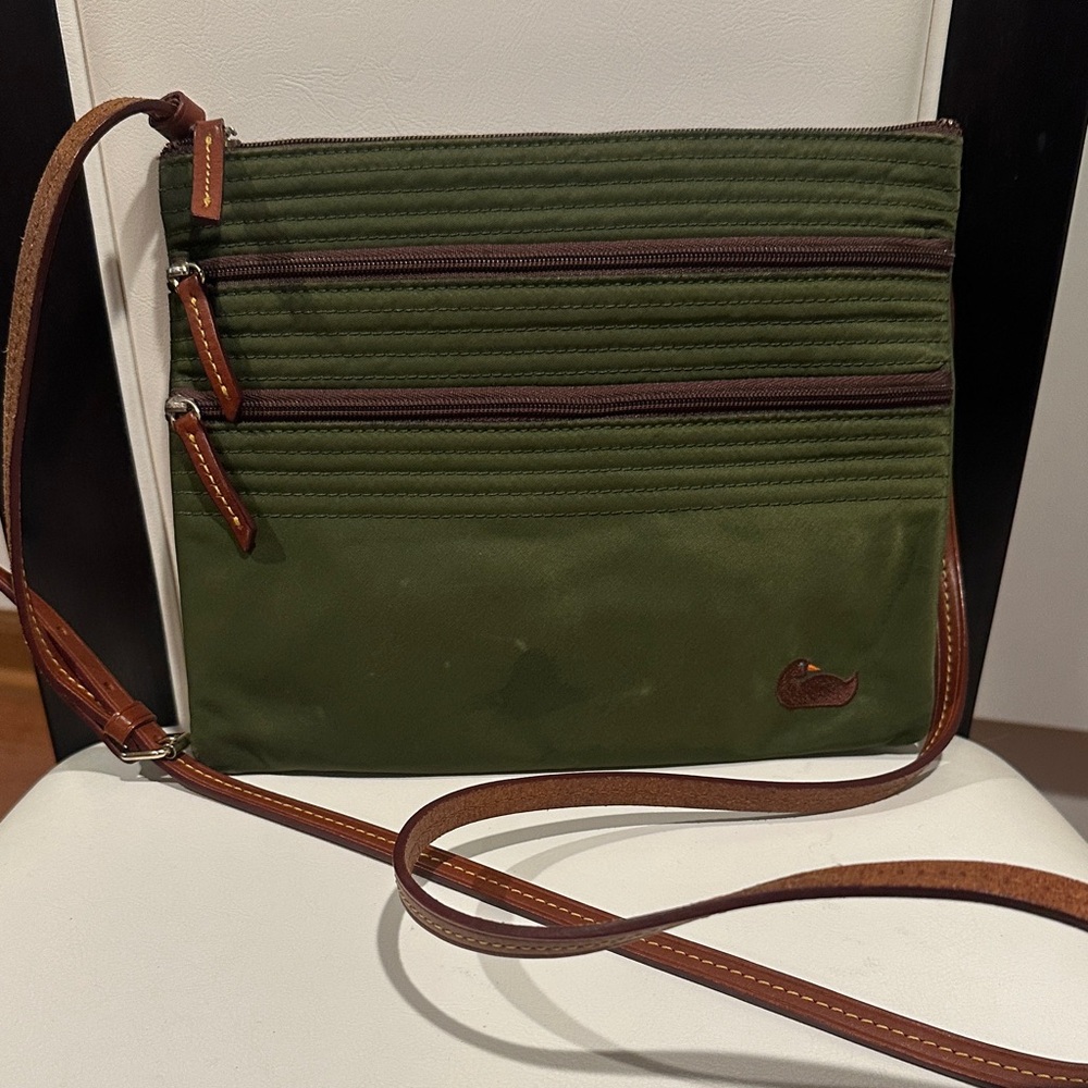 Dooney & Bourke Olive Crossbody Bag with Tan Trim